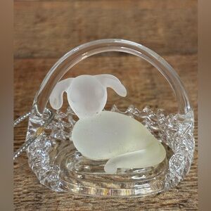 Vintage Kurt Adler Santas World Crystal & Frosted Puppy Ornament 1984 W/box Rare